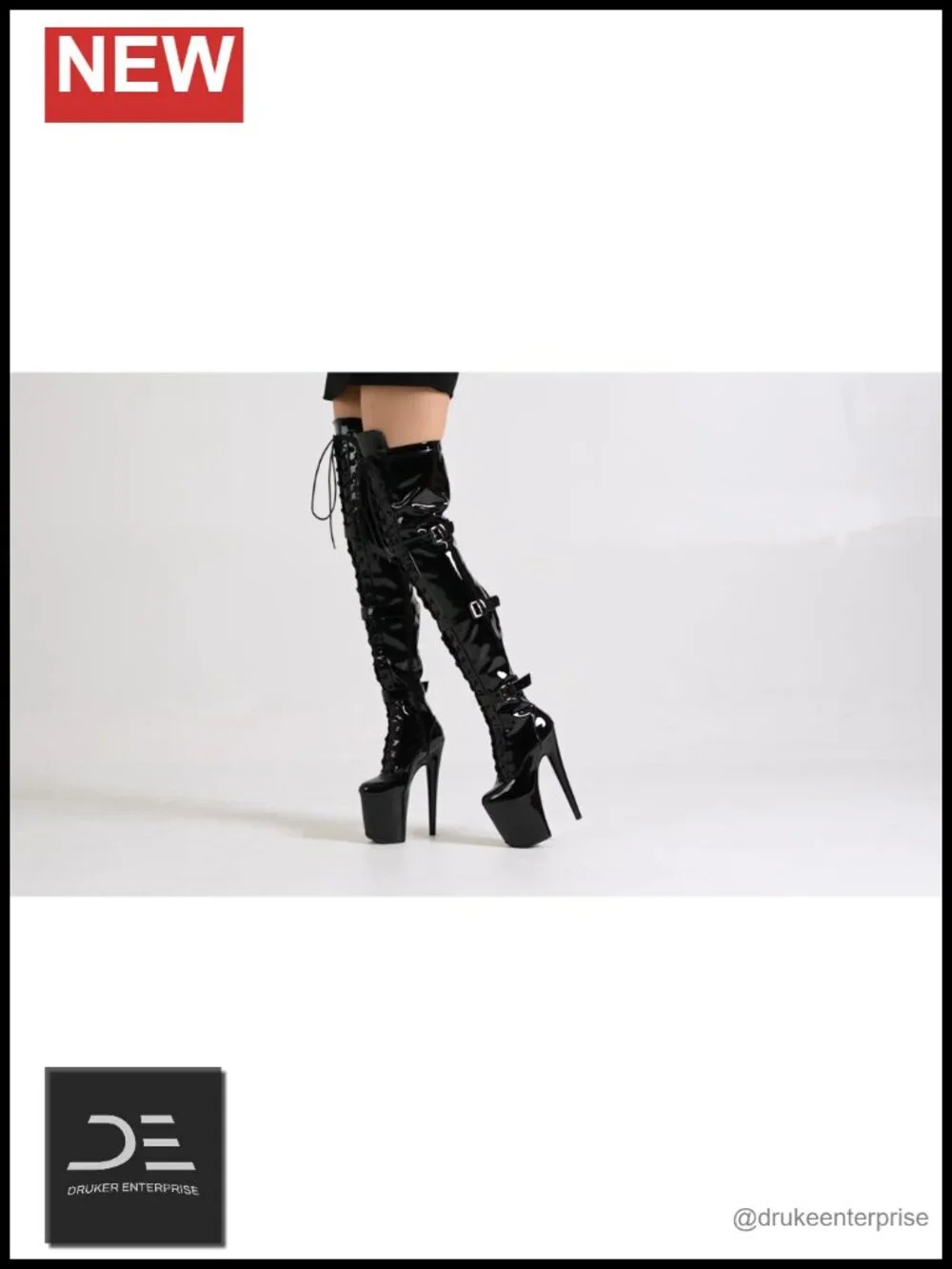 Women's 8 Inch Platform Thigh High Heel Boots Over The Knee Stiletto Lace-Up